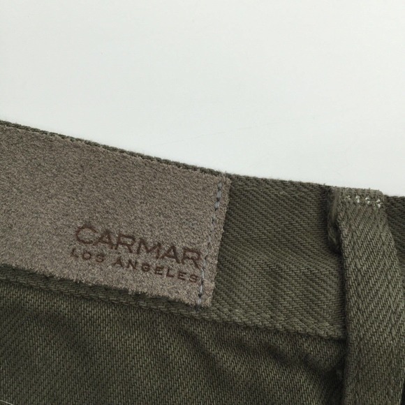 Carmar Denim Beatrice Zip Front Skirt Size 26 Olive Green Distressed Mini S - Picture 4 of 8